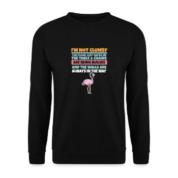 I'm Not Clumsy The Floor Hates Me Foolish Flamingo - Unisex Sweatshirt - black - Front - Alina (178cm) & Michal (187cm)