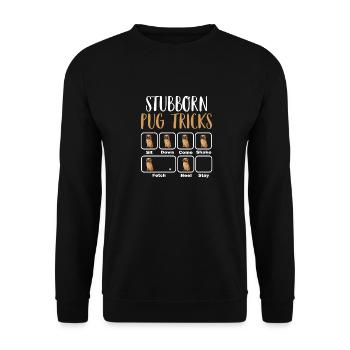 Hartnäckiger Mops Tricks Lustiger Mops Sagt Mops Besitzer Mops - Unisex Pullover - Schwarz - Vorne - Alina (178cm) & Michal (187cm)