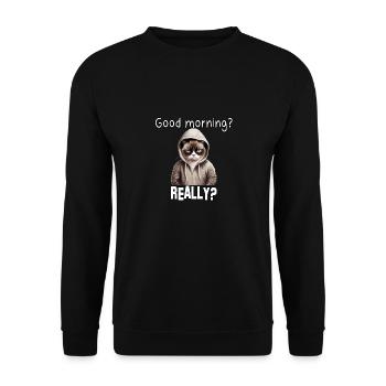 Tired cat for late risers and morning grouches - Unisex Sweatshirt - black - Front - Alina (178cm) & Michal (187cm)