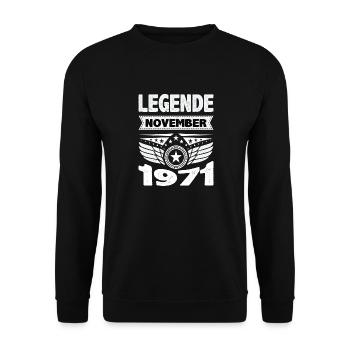 Novembre 1971 Légende depuis 52 ans homme femme - Sweat-shirt Unisexe - noir - Devant - Alina (178cm) & Michal (187cm)