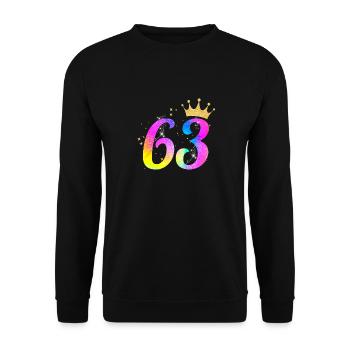 63. Geburtstag Geschenkidee Für 63 Jahre Alt - Unisex Pullover - Schwarz - Vorne - Alina (178cm) & Michal (187cm)