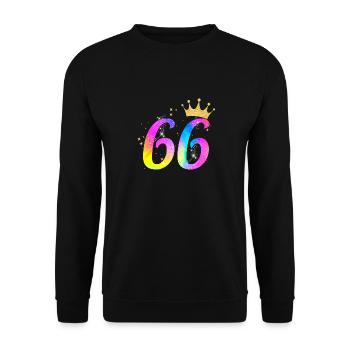 66. Geburtstag Geschenkidee Für 66 Jahre Alt - Unisex Pullover - Schwarz - Vorne - Alina (178cm) & Michal (187cm)