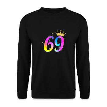 69. Geburtstag Geschenkidee Für 69 Jahre Alt - Unisex Pullover - Schwarz - Vorne - Alina (178cm) & Michal (187cm)
