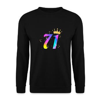 71. Geburtstag Geschenkidee Für 71 Jahre Alt - Unisex Pullover - Schwarz - Vorne - Alina (178cm) & Michal (187cm)
