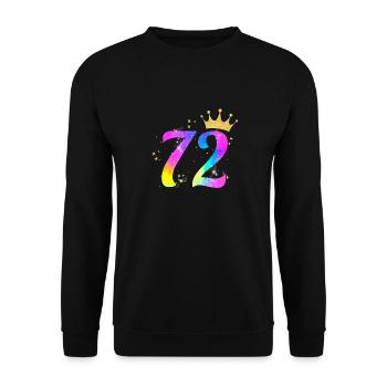72. Geburtstag Geschenkidee Für 72 Jahre Alt - Unisex Pullover - Schwarz - Vorne - Alina (178cm) & Michal (187cm)