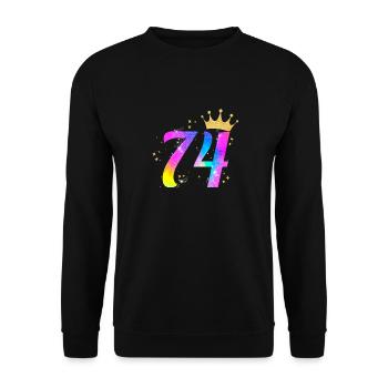 74. Geburtstag Geschenkidee Für 74 Jahre Alt - Unisex Pullover - Schwarz - Vorne - Alina (178cm) & Michal (187cm)