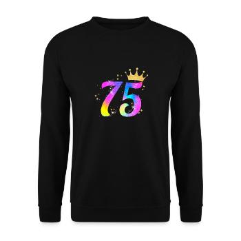 75. Geburtstag Geschenkidee Für 75 Jahre Alt - Unisex Pullover - Schwarz - Vorne - Alina (178cm) & Michal (187cm)