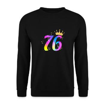 76. Geburtstag Geschenkidee Für 76 Jahre Alt - Unisex Pullover - Schwarz - Vorne - Alina (178cm) & Michal (187cm)
