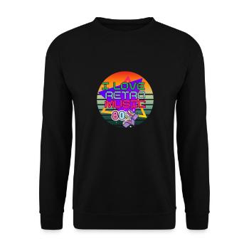 I love retro music - Unisex Sweatshirt - black - Front - Alina (178cm) & Michal (187cm)