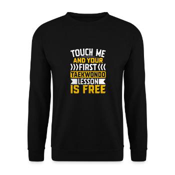 Touchez-moi et votre première leçon de taekwondo est gratuite - Sweat-shirt Unisexe - noir - Devant - Alina (178cm) & Michal (187cm)