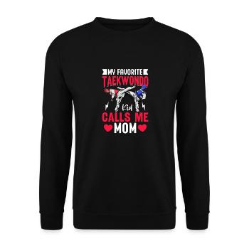 Mein Lieblings-Taekwondo-Kind nennt mich Mama - Unisex Pullover - Schwarz - Vorne - Alina (178cm) & Michal (187cm)