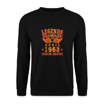 Les légendes sont nées en avril 1962 - Sweat-shirt Unisexe - noir - Devant - Alina (178cm) & Michal (187cm)