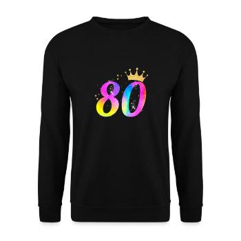 80. Geburtstag Geschenkidee Für 80 Jahre Alt - Unisex Pullover - Schwarz - Vorne - Alina (178cm) & Michal (187cm)