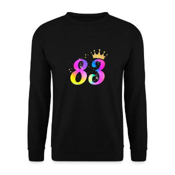 83. Geburtstag Geschenkidee Für 83 Jahre Alt - Unisex Pullover - Schwarz - Vorne - Alina (178cm) & Michal (187cm)