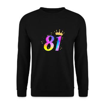 81. Geburtstag Geschenkidee Für 81 Jahre Alt - Unisex Pullover - Schwarz - Vorne - Alina (178cm) & Michal (187cm)