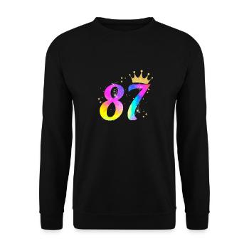 87. Geburtstag Geschenkidee Für 87 Jahre Alt - Unisex Pullover - Schwarz - Vorne - Alina (178cm) & Michal (187cm)