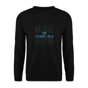7th Birthday 7 Years Old Binary Code Computer Science - Unisex Sweatshirt - black - Front - Alina (178cm) & Michal (187cm)
