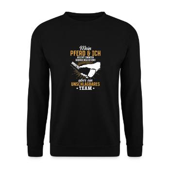 Unschlagbares Team - für Pferdeliebhaber - Unisex Pullover - Schwarz - Vorne - Alina (178cm) & Michal (187cm)