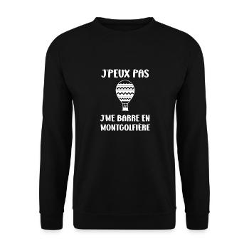 Humour Montgolfière - Sweat-shirt Unisexe - noir - Devant - Alina (178cm) & Michal (187cm)