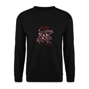 PIZZA NEVER DISAPPOINT - Unisex Pullover - Schwarz - Vorne - Alina (178cm) & Michal (187cm)