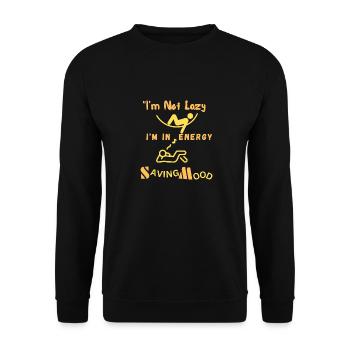 I m not lazy I m in energy saving mode - Unisex Sweatshirt - black - Front - Alina (178cm) & Michal (187cm)