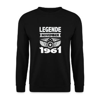 November 1961 Legend for 62 years man woman - Unisex Sweatshirt - black - Front - Alina (178cm) & Michal (187cm)