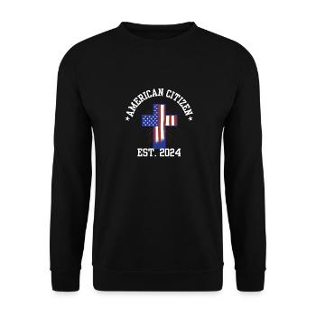 American Citizen Est 2024 US Flag Naturalized - Unisex Sweatshirt - black - Front - Alina (178cm) & Michal (187cm)