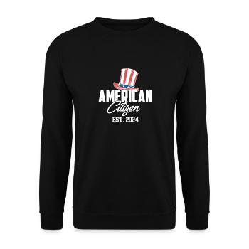 American Citizen Est 2024 US Flag Naturalized - Unisex Pullover - Schwarz - Vorne - Alina (178cm) & Michal (187cm)