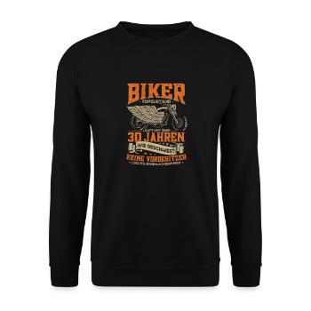 Biker 30. Geburtstag, 30 Jahre Motorradfahrer - Unisex Pullover - Schwarz - Vorne - Alina (178cm) & Michal (187cm)