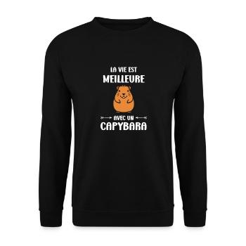 Humour Capybara - Sweat-shirt Unisexe - noir - Devant - Alina (178cm) & Michal (187cm)