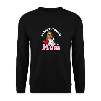 Basset Hound Mom Dog Lover Funny Bassethound Dog - Unisex Pullover - Schwarz - Vorne - Alina (178cm) & Michal (187cm)