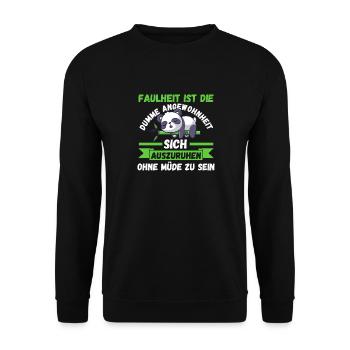 Panda Morgenmuffel Faulheit Chillen Faul Langschlä - Unisex Pullover - Schwarz - Vorne - Alina (178cm) & Michal (187cm)