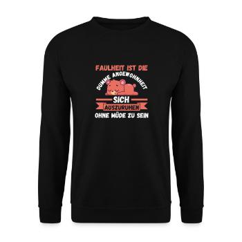 Bär Morgenmuffel Faulheit Chillen Faul Langschläfe - Unisex Pullover - Schwarz - Vorne - Alina (178cm) & Michal (187cm)