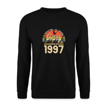 1997 Geburtstagsgeschenk 1997 Jahrgang 1997 Geschenk - Unisex Pullover - Schwarz - Vorne - Alina (178cm) & Michal (187cm)