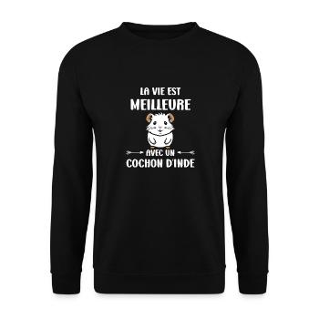 Humour cochon d'ine - Sweat-shirt Unisexe - noir - Devant - Alina (178cm) & Michal (187cm)