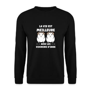 Humour cochon d'ine - Sweat-shirt Unisexe - noir - Devant - Alina (178cm) & Michal (187cm)