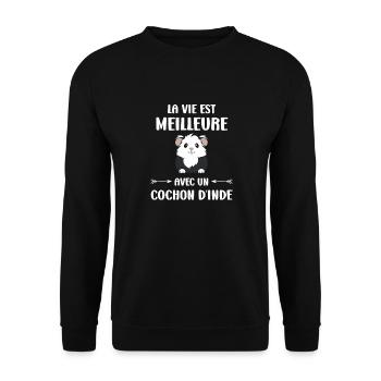 Humour cochon d'ine - Sweat-shirt Unisexe - noir - Devant - Alina (178cm) & Michal (187cm)