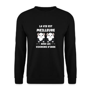Humour cochon d'ine - Sweat-shirt Unisexe - noir - Devant - Alina (178cm) & Michal (187cm)