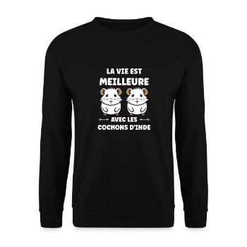 Humour cochon d'ine - Sweat-shirt Unisexe - noir - Devant - Alina (178cm) & Michal (187cm)