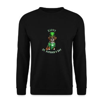 Boxer Dog St. Patrick's Day I Irish Green Hat St - Unisex Pullover - Schwarz - Vorne - Alina (178cm) & Michal (187cm)