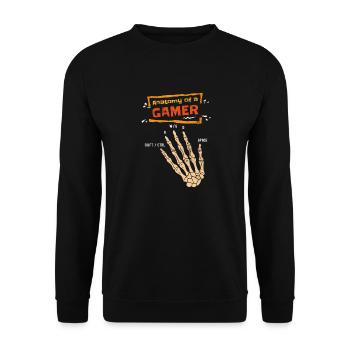Anatomie d’un Gamer squelette main Vintage Gamer - Sweat-shirt Unisexe - noir - Devant - Alina (178cm) & Michal (187cm)