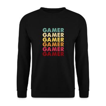 Lustiges Vintage Videospiel Shirt Retro GAMER Herren - Unisex Pullover - Schwarz - Vorne - Alina (178cm) & Michal (187cm)