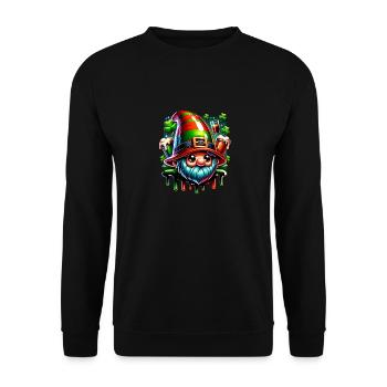 St Patrick's Day Gnome T Shirt Design - Unisex Sweatshirt - black - Front - Alina (178cm) & Michal (187cm)