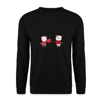 Katze Cartoon Paar Cat Cartoon Couple - Unisex Sweatshirt - black - Front - Alina (178cm) & Michal (187cm)