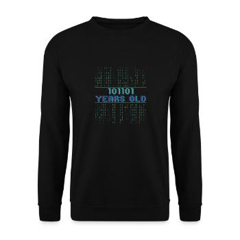 45. Geburtstag 45 Jahre alt Binärcode Coder - Unisex Pullover - Schwarz - Vorne - Alina (178cm) & Michal (187cm)