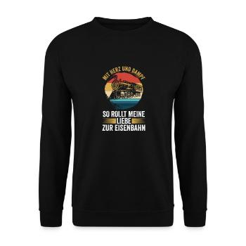 Model Railroad Model Train Train Railroad Railroad Railroad Railroad Model Train Model Train Model T - Unisex Sweatshirt - black - Front - Alina (178cm) & Michal (187cm)