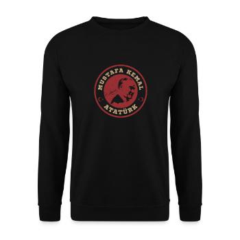 Atatürk Turkey Autogramm Mustafa Kemal Silhouette - Unisex Pullover - Schwarz - Vorne - Alina (178cm) & Michal (187cm)