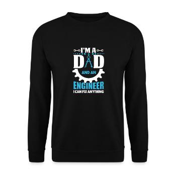 Dad and Engineer - Unisex Pullover - Schwarz - Vorne - Alina (178cm) & Michal (187cm)