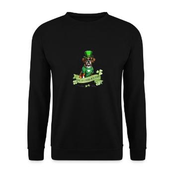 Boxer Dog St. Patrick's Day I Irish Green Hat St - Unisex Pullover - Schwarz - Vorne - Alina (178cm) & Michal (187cm)