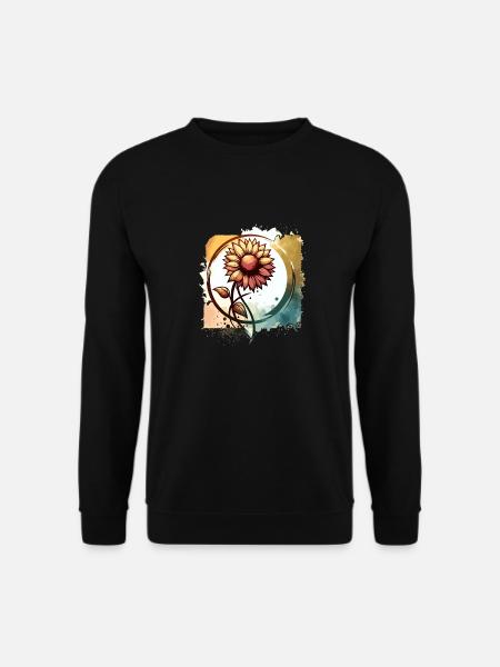 Sunflower with stem drawn - Unisex Sweatshirt - black
